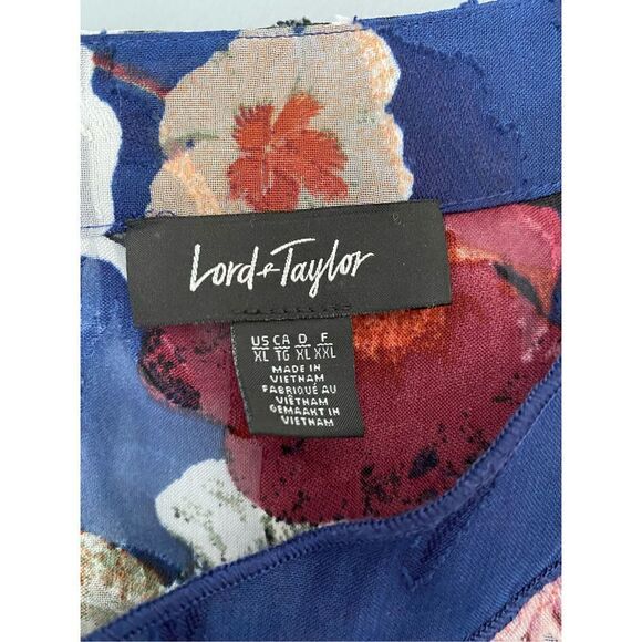 Lord and Taylor floral blouse/sheer longsleeve/ties on cuffs size extra-large￼ - Picture 6 of 6